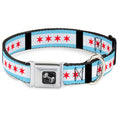 Load image into Gallery viewer, Dog Bone Seatbelt Buckle Collar - Chicago Flags/Black