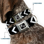 Dog Bone Seatbelt Buckle Collar - Chevron2 White/Black