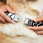 Dog Bone Seatbelt Buckle Collar - Chevron2 White/Black