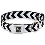 Dog Bone Seatbelt Buckle Collar - Chevron2 White/Black