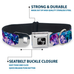 Dog Bone Seatbelt Buckle Collar - Crystals2 Blues/Purples