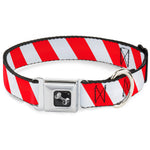 Dog Bone Seatbelt Buckle Collar - Candy Cane2 Stripe White/Red
