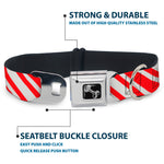Dog Bone Seatbelt Buckle Collar - Candy Cane3 Stripe White/3-Red