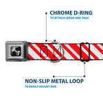 Dog Bone Seatbelt Buckle Collar - Candy Cane3 Stripe White/3-Red