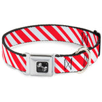 Dog Bone Seatbelt Buckle Collar - Candy Cane3 Stripe White/3-Red