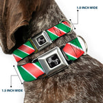 Dog Bone Seatbelt Buckle Collar - Candy Cane4 White/Red/Green