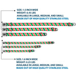 Dog Bone Seatbelt Buckle Collar - Candy Cane4 White/Red/Green