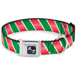 Dog Bone Seatbelt Buckle Collar - Candy Cane4 White/Red/Green