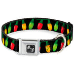 Dog Bone Seatbelt Buckle Collar - Christmas Lights Black/Multi Color
