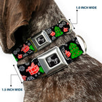 Dog Bone Seatbelt Buckle Collar - Christmas Collage Black/White/Green/Red