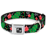 Dog Bone Seatbelt Buckle Collar - Christmas Collage Black/White/Green/Red