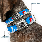 Dog Bone Seatbelt Buckle Collar - Chicago Skyline/Flag Distressed Black/White/Red