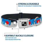 Dog Bone Seatbelt Buckle Collar - Chicago Skyline/Flag Distressed Black/White/Red
