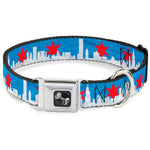 Dog Bone Seatbelt Buckle Collar - Chicago Skyline/Flag Distressed Black/White/Red