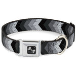 Dog Bone Seatbelt Buckle Collar - Chevron Weathered Black/Grays
