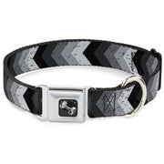 Dog Bone Seatbelt Buckle Collar - Chevron Weathered Black/Grays