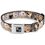 Dog Bone Seatbelt Buckle Collar - Cat Faces Stacked