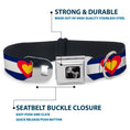 Load image into Gallery viewer, Dog Bone Seatbelt Buckle Collar - Colorado Heart Blue/White/Red/Yellow