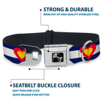Dog Bone Seatbelt Buckle Collar - Colorado Heart Blue/White/Red/Yellow