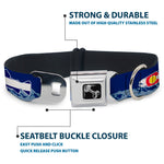 Dog Bone Seatbelt Buckle Collar - Colorado Trout Flag Blue/White/Red/Yellow