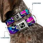 Dog Bone Seatbelt Buckle Collar - Cats in Space Pinks/Blues