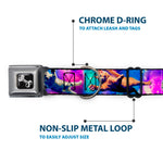 Dog Bone Seatbelt Buckle Collar - Cats in Space Pinks/Blues