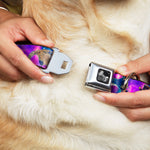 Dog Bone Seatbelt Buckle Collar - Cats in Space Pinks/Blues
