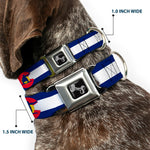 Dog Bone Seatbelt Buckle Collar - Colorado Flag/Snowboarder Blue/White/Red/Yellow