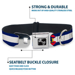 Dog Bone Seatbelt Buckle Collar - Colorado Flag/Snowboarder Blue/White/Red/Yellow