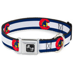 Dog Bone Seatbelt Buckle Collar - Colorado Flag/Snowboarder Blue/White/Red/Yellow