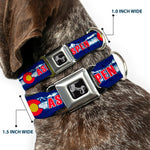 Dog Bone Seatbelt Buckle Collar - Colorado ASPEN Flag/Snowy Mountains Weathered Blue/White/Red/Yellows