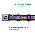 Dog Bone Seatbelt Buckle Collar - Colorado ASPEN Flag/Snowy Mountains Weathered Blue/White/Red/Yellows