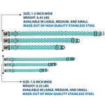 Dog Bone Seatbelt Buckle Collar - Chevron Stripe White/Teal