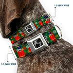 Dog Bone Seatbelt Buckle Collar - Christmas Nutcracker/Polka Dots Greens/Gold/Red