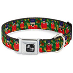 Dog Bone Seatbelt Buckle Collar - Christmas Nutcracker/Polka Dots Greens/Gold/Red