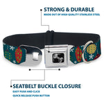 Dog Bone Seatbelt Buckle Collar - Christmas Ornaments/Snowflakes Blue/White/Multi Color