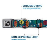 Dog Bone Seatbelt Buckle Collar - Christmas Ornaments/Snowflakes Blue/White/Multi Color