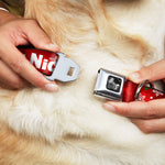 Dog Bone Seatbelt Buckle Collar - Christmas NAUGHTY OR NICE/Snowflakes Reds/White/Green