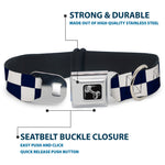 Dog Bone Black/Silver Seatbelt Buckle Collar - Checker Midnight Blue/White