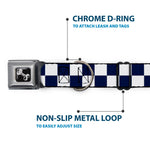 Dog Bone Black/Silver Seatbelt Buckle Collar - Checker Midnight Blue/White