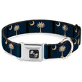 Load image into Gallery viewer, Dog Bone Seatbelt Buckle Collar - South Carolina Flag Distressed/Black