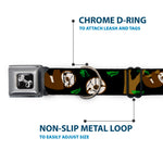 Dog Bone Seatbelt Buckle Collar - Sloth Face/Hanging Black