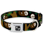 Dog Bone Seatbelt Buckle Collar - Sloth Face/Hanging Black