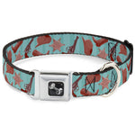 Dog Bone Seatbelt Buckle Collar - Sheriff's Gear/Vertical Stripe Turquoise/Browns