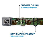 Dog Bone Black/Silver Seatbelt Buckle Collar - Sloth Tree Hanging Posterized