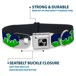 Dog Bone Seatbelt Buckle Collar - Seattle Skyline Navy/Bright Green