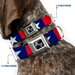 Dog Bone Seatbelt Buckle Collar - Stars & Stripes Ribbon Red/Blue/White