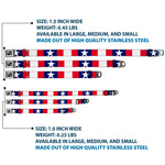 Dog Bone Seatbelt Buckle Collar - Stars & Stripes Ribbon Red/Blue/White