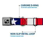 Dog Bone Seatbelt Buckle Collar - Stars & Stripes Ribbon Red/Blue/White
