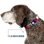 Dog Bone Seatbelt Buckle Collar - Stars & Stripes Ribbon Red/Blue/White